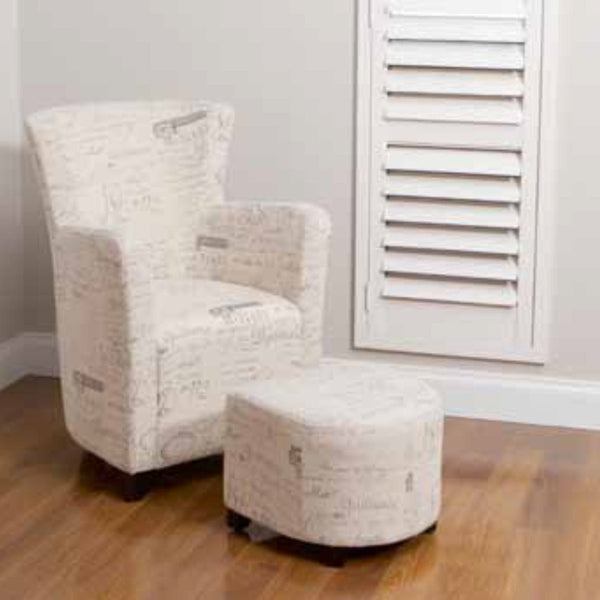 Script Chair + Ottoman
